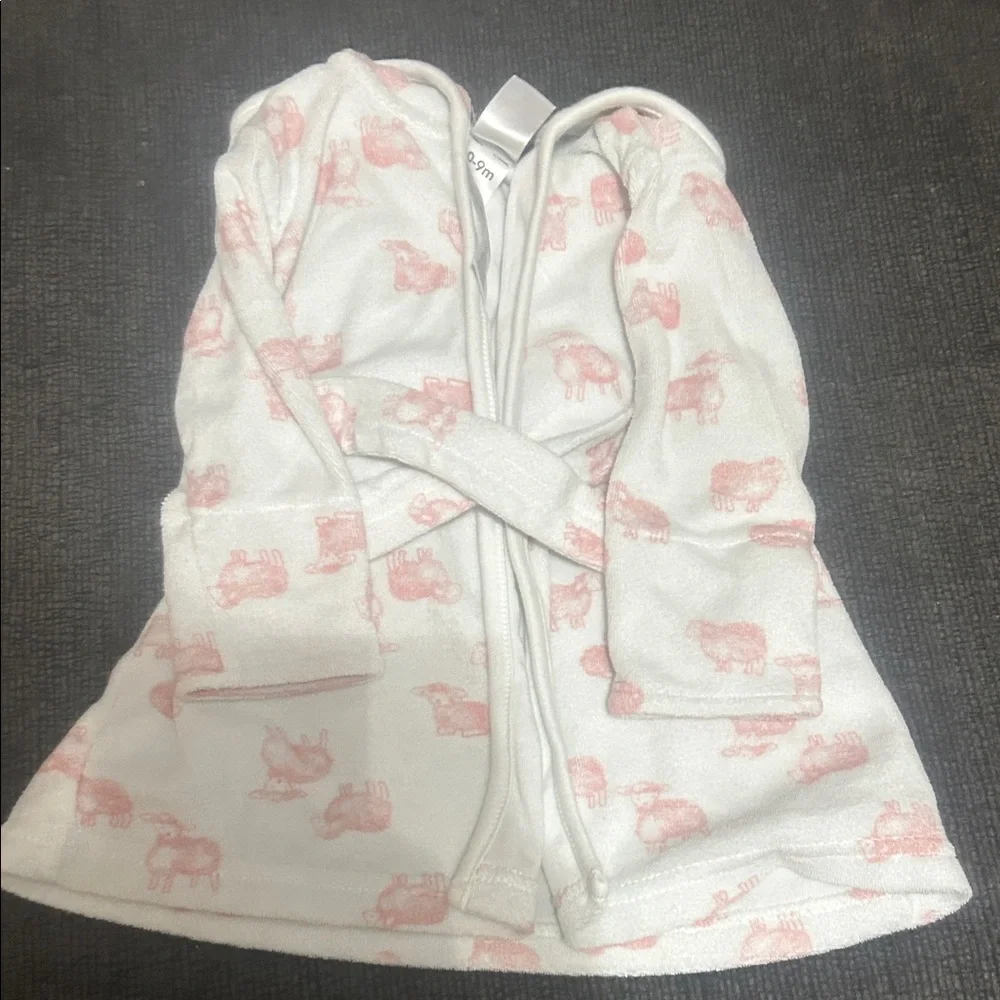 Carter's White and Pink Hooded Baby Robe